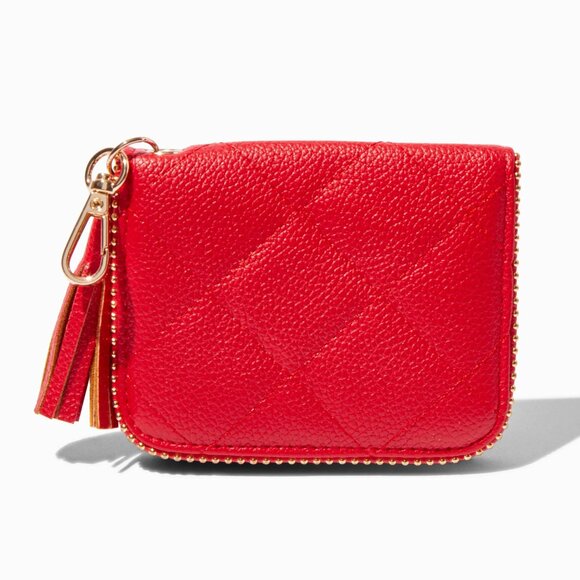 Claire's Faux Leather Valentine's Day Heart Quilted Credit Card Case Wallet - Picture 2 of 5